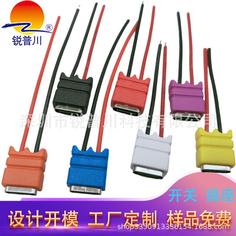 Injection molding TYPE-C 2p with wire female base electric toothbrush electric shaver DC power seat change Huawei charging port