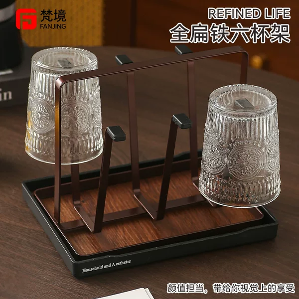 Chinese-style cup rack, cup storage rack, glass cup hanging rack, tea cup upside-down rack, living room water cup shelf, manufacturer wholesale
