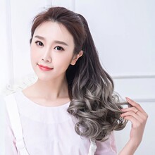 假发女高马尾彩色大波浪 气质长卷发挑染渐变绑带抓夹马尾辫 批发