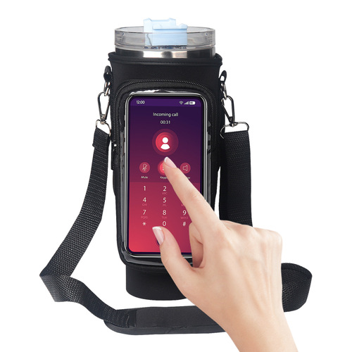 40oz Ice Boss Cup Clear Touchscreen Water Cup Cover with Strap Diving Material Ice Boss Bottle Body Bag Stanley Cup Cover