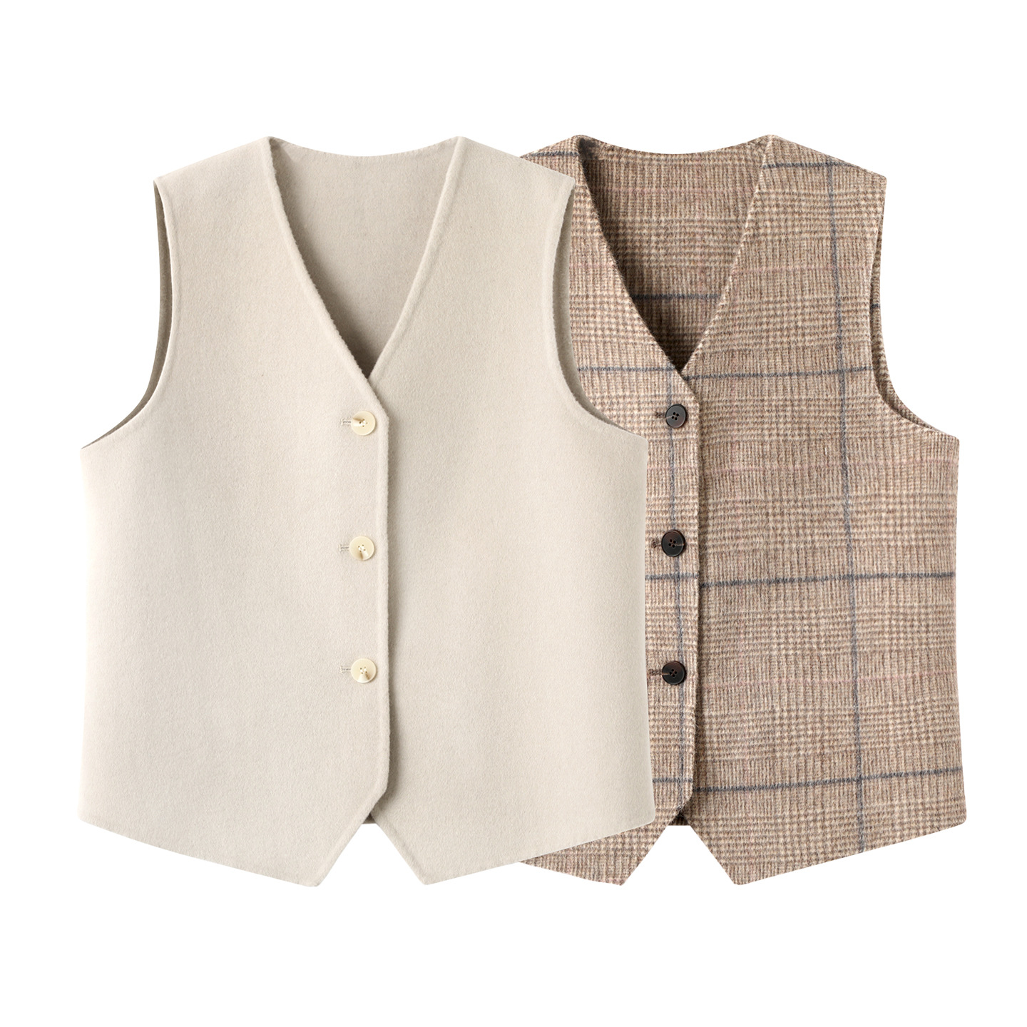 B0JJ-25118羊毛羊绒双面呢小马甲2025秋冬男女同款法式风西装背心