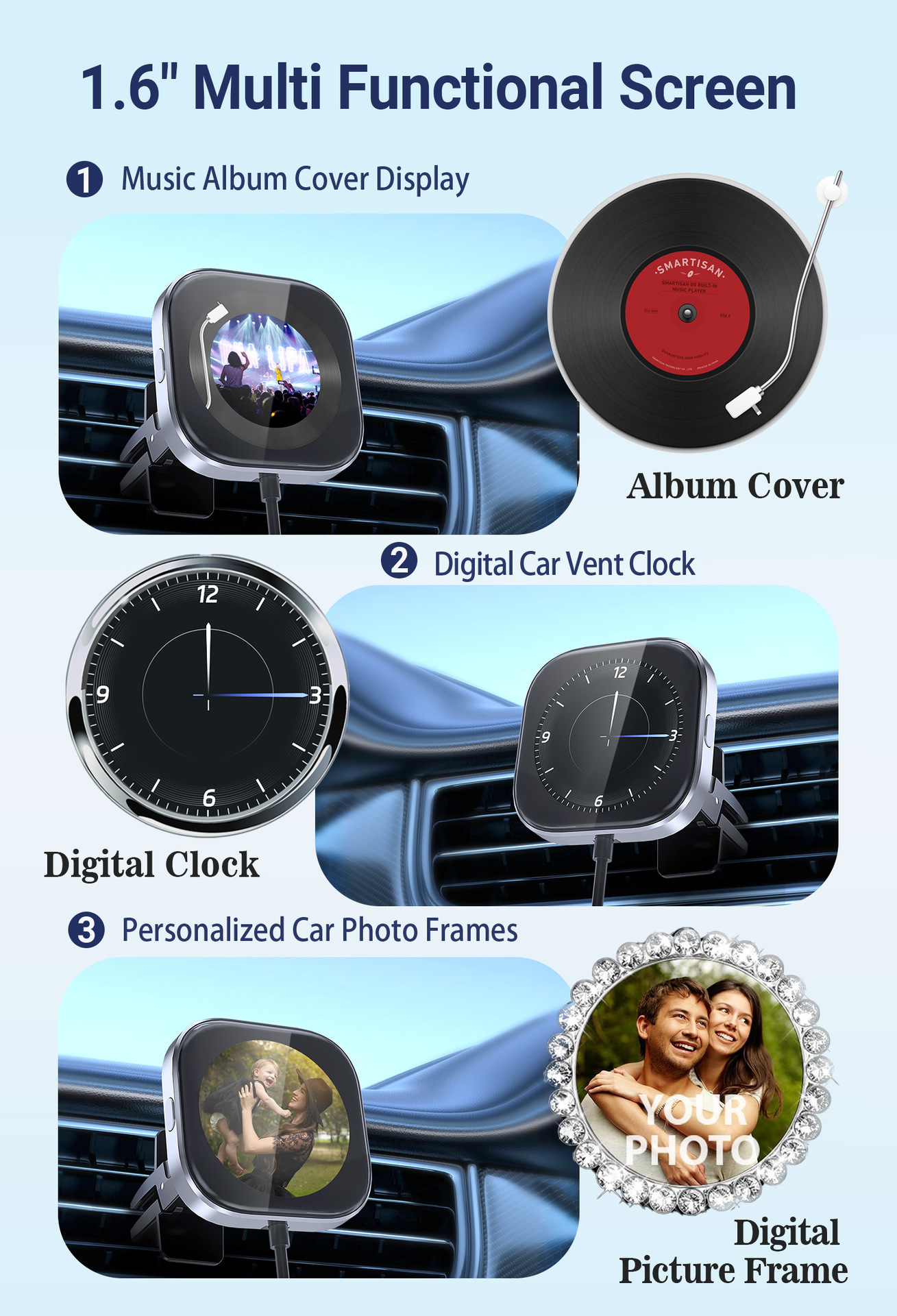 New Model with Screen, Wired to Wireless Carplay Portable Adapter for Apple Screen Projection
