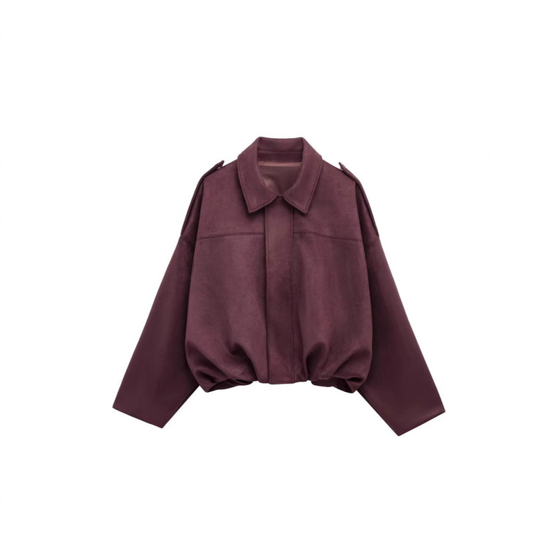 European and American Cross-Border Women's Fashion 2026 Spring and Autumn New Stylish Suede Texture Pilot Jacket Coat Top