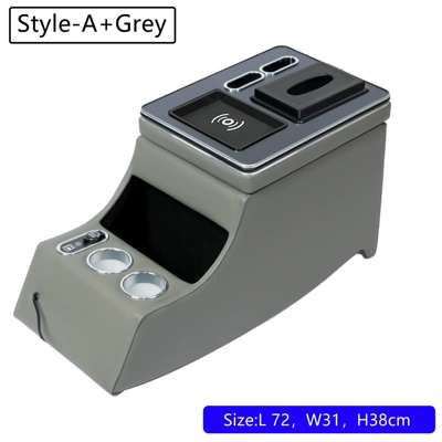 Armrest box central console storage armrest box - weiyanovito-wireless-charger-gray
