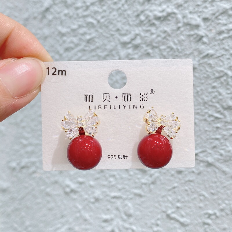 丽银/丽贝丽影红色系列耳饰复古时尚百搭氛围感滴油轻奢耳环预售|undefined