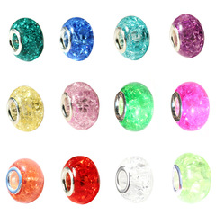 Caiting Premium Resin Single-Color Beads in Ice Crack Design with Large Holes—Perfect for European and American DIY Bracelet Jewelry Designs