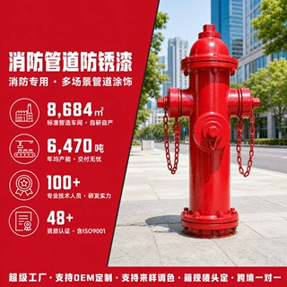 定制消防红水性金属防锈漆消防栓箱漆燃气煤气管道翻新油漆大红色
