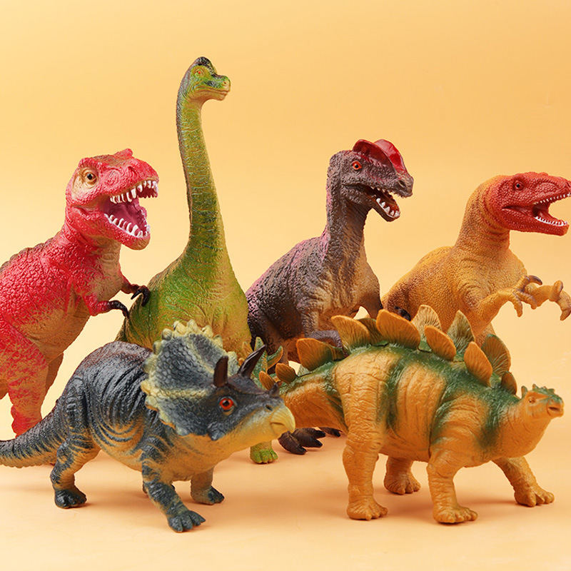 Large simulation soft glue dinosaur toy sounding Tyrannosaurus Rex Triceratops animal model boys children stall wholesale