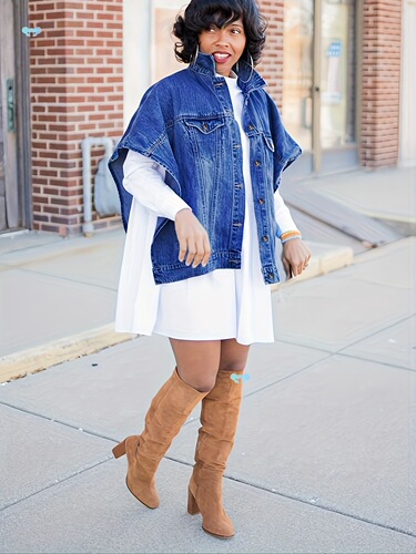 Fashionable Women's New Denim Coat with Cape and Women's Denim Coat