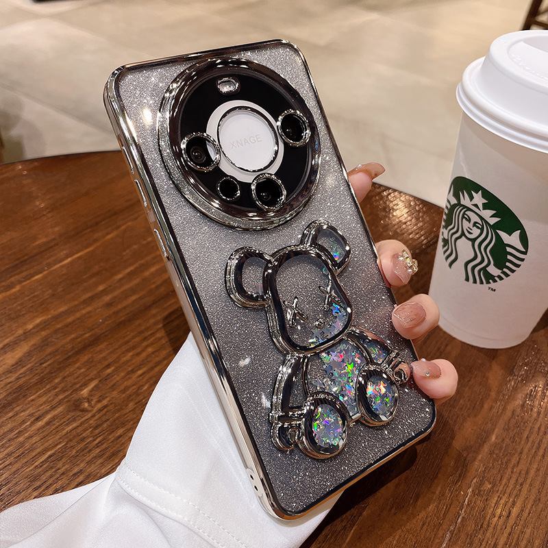 Huawei Mate70pro 流砂バイオレントクマ携帯電話ケース Puro70pro 電気メッキ x200 落下防止保護カバーに適しています。|undefined