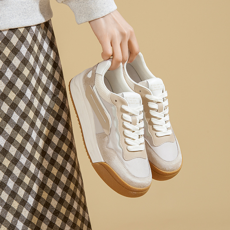 Petites chaussures de sport en cuir véritable blanc à semelle plate pour femmes, chaussures simples polyvalentes décontractées, nouvelle collection printemps 2023, Instagram_voghion.com