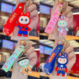 卡通变装labubu钥匙扣链拉布布公仔汽车钥匙链包包挂饰电玩城批发
