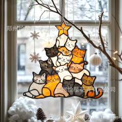 国境を越えた爆発物CatクリスマスツリーSun Catcher Ornament猫クリスマスツリー掛け