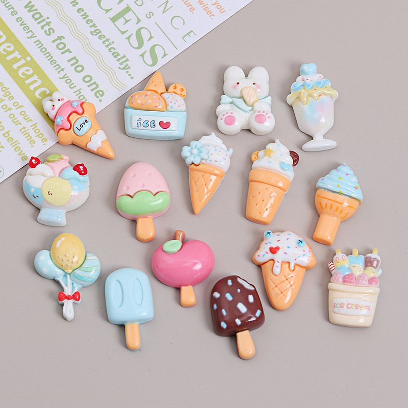 Cartoon Summer Ice Cream Food Toys Creative Handmade DIY Cream Glue Accessories Resin Small Accessories Jewelry Materials Wholesale