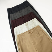 【专柜轻奢】2025早秋新款纯色简约时尚高腰显瘦休闲直筒裤女