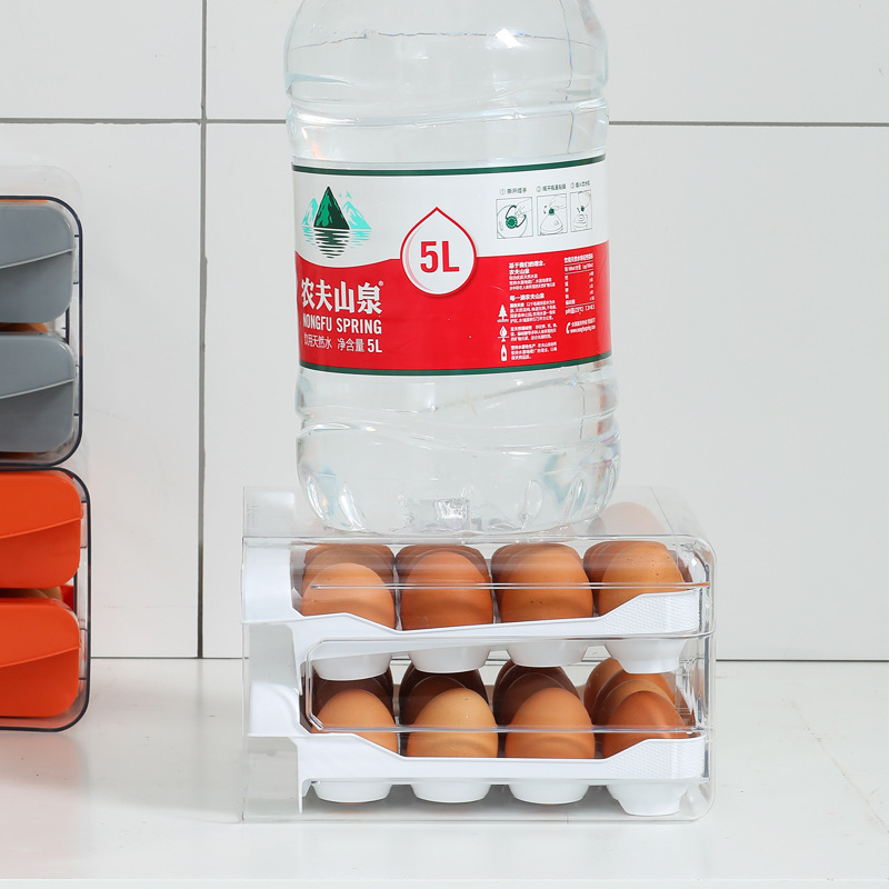 冷蔵庫卵収納ケースPET透明32格二重引き出し式土卵ケースタッパーキッチン卵ケース|undefined