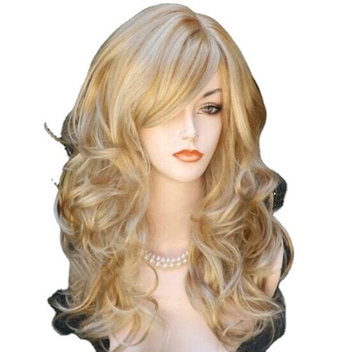 Foreign trade European and American wigs for fashionable women, gradient golden long curly hair cosplay wigs, black to burgundy wigs