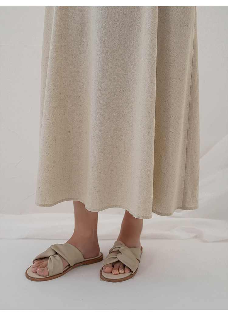 Cotton Linen Maxi Dress Summer French Pastoral Sleeveless Backless Hollow Out Cutout Niche Casual Loose Maxi Dress