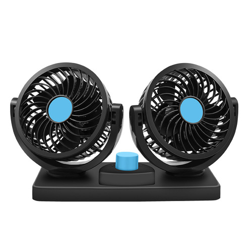 Car double-headed small fan 360-degree rotatable 12/24V car double-headed fan powerful cold air car fan