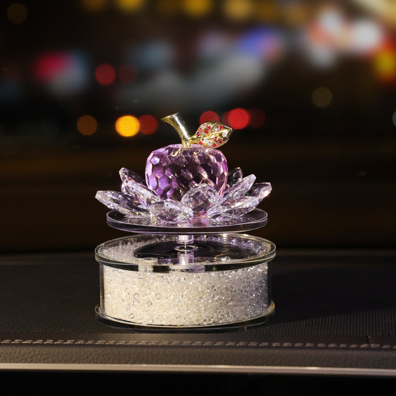 Solar Rotating Crystal Apple Car Perfume Ornament Interior Decoration