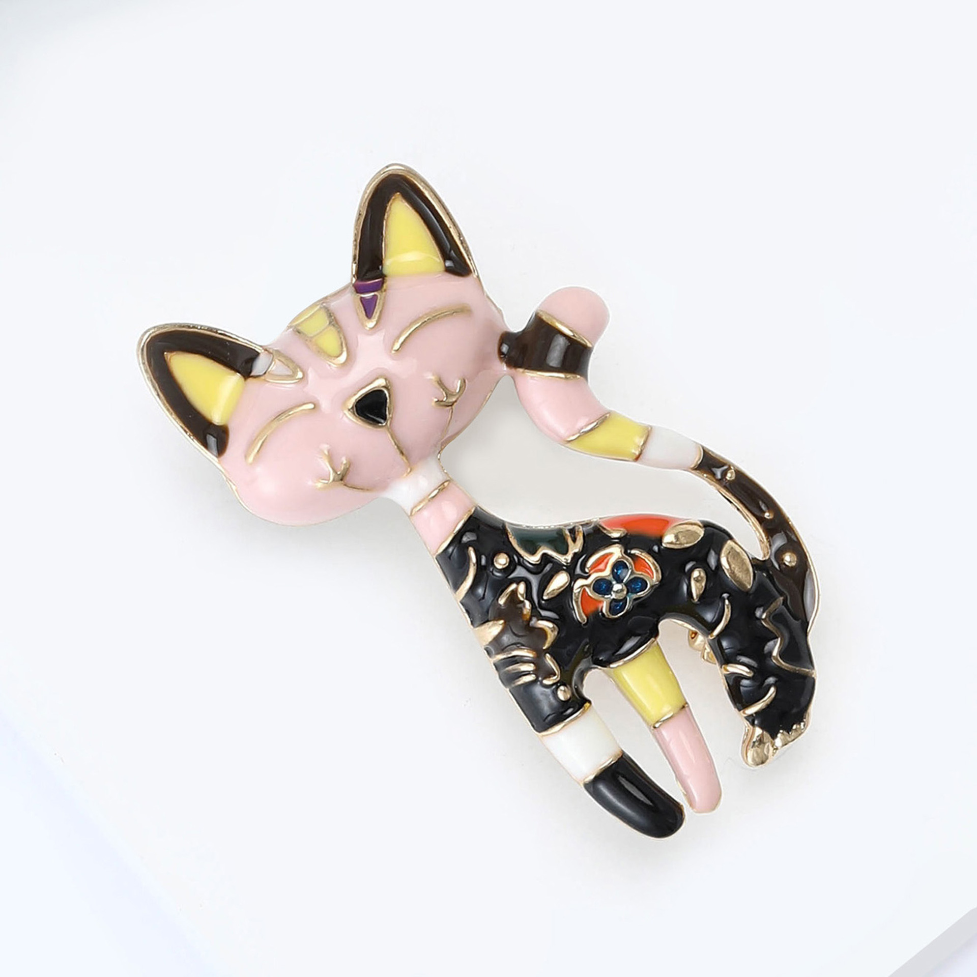 European and American style alloy oil drop color cute cat brooch pin cartoon personality kitten corsage spot supply