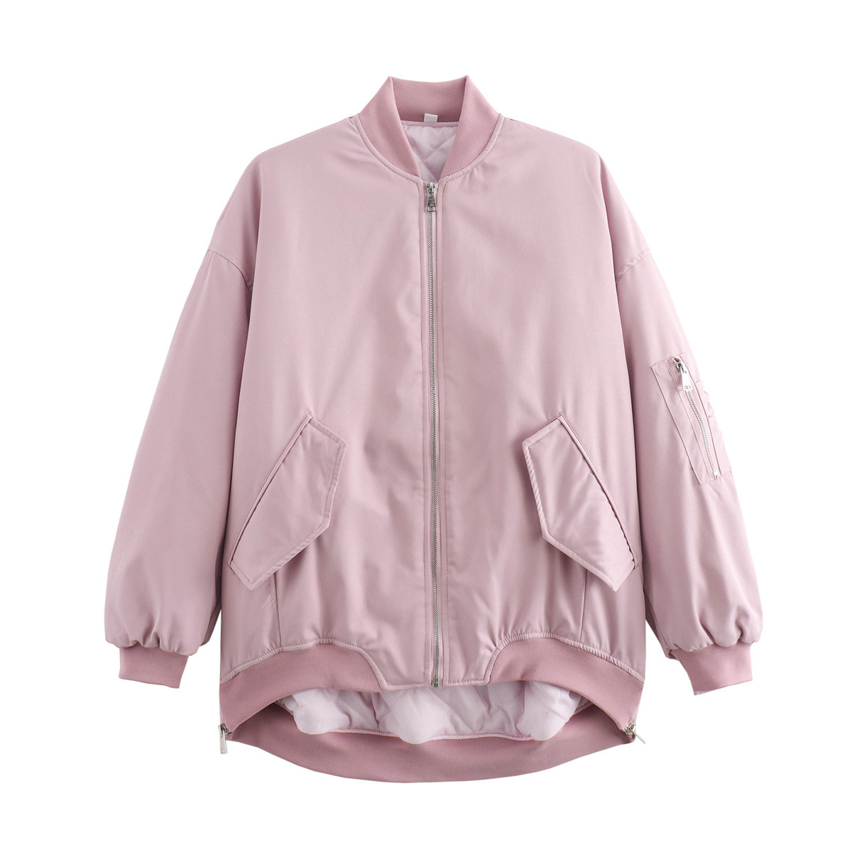 Vêtements pour femmes manteau ample en coton à fermeture éclair pour femme_voghion.com