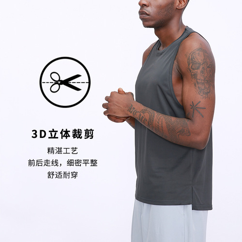 Cross-border lulu same style summer quick-drying sports vest loose outdoor running basketball sleeveless fitness clothes men's tops