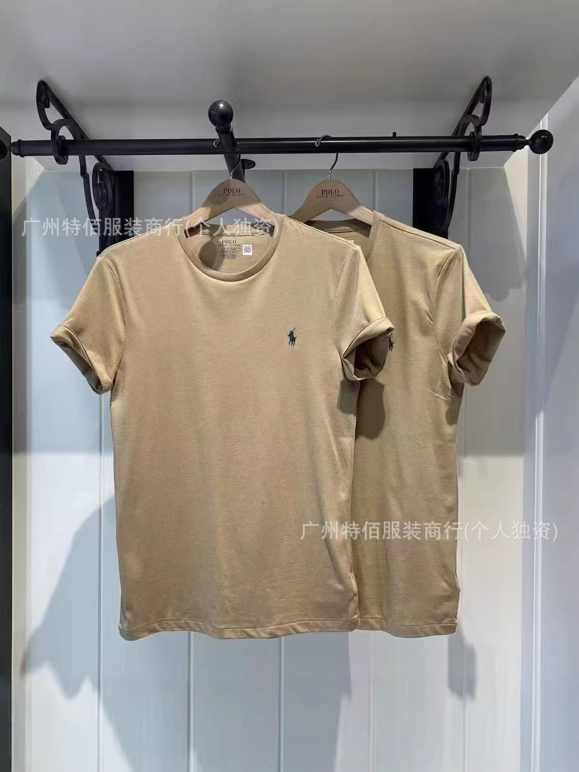 Foreign Trade Ready-Made Pony Embroidered T-Shirt for Men and Women, Round Neck Pure Cotton Short-Sleeved Scan Code Cross-Border R Casual Versatile Half-Sleeve