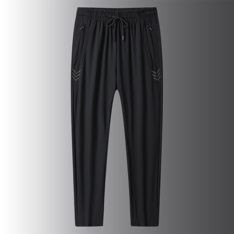 Ice silk summer thin breathable quick drying sports casual for men's oversized loose elastic air-conditioned pants_voghion.com