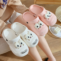 大眼睛洞洞鞋厚底踩屎感女夏外穿可愛大眼怪懶人包頭兩穿涼拖批發