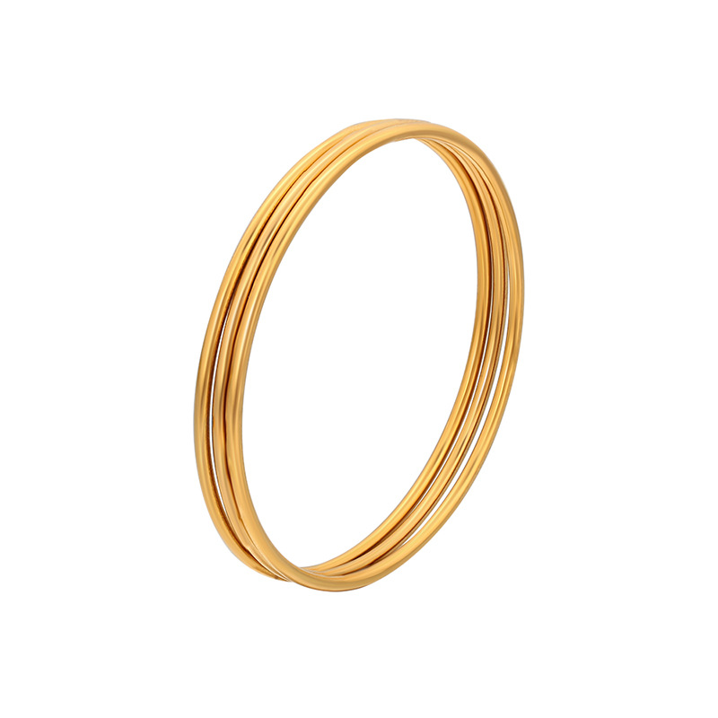 Xuping simple acero inoxidable brillante anillo pulsera imitación de oro europeo y americano lujo ligero temperamento tres capas para usar joyas al por mayor