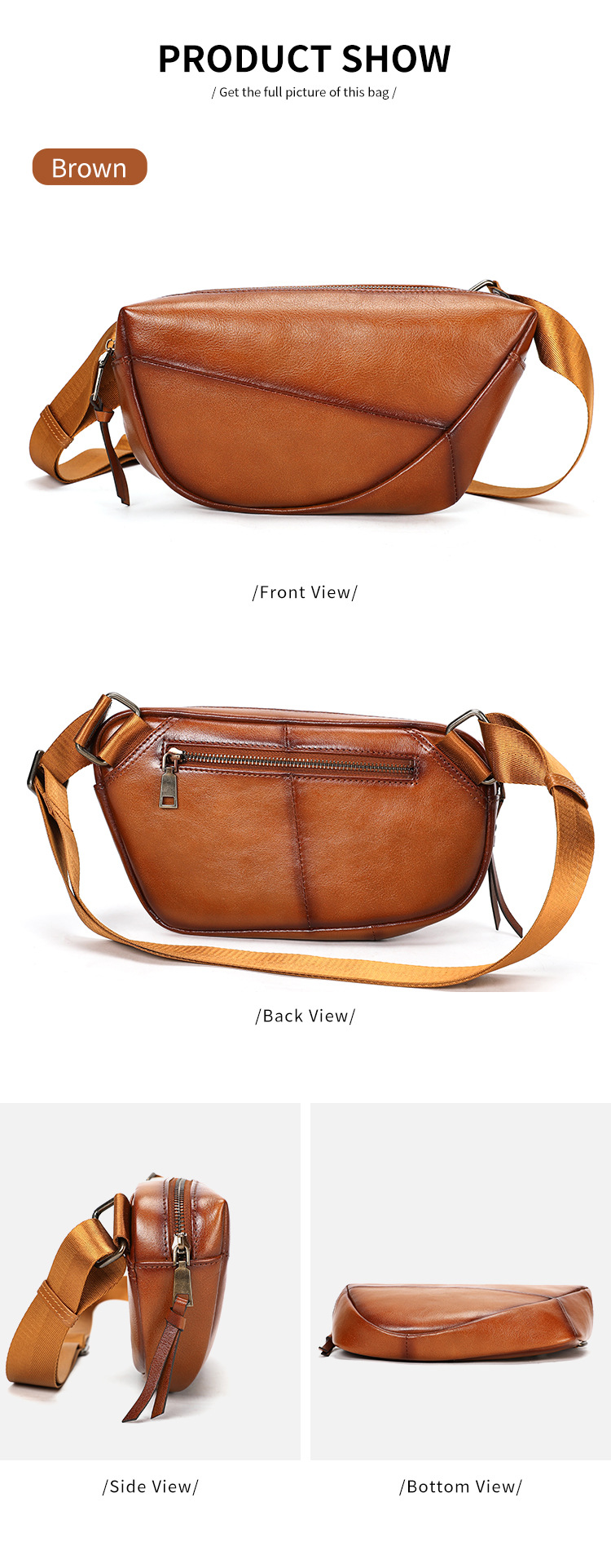 Túi đeo chéo nam da bò vintage phong cách saddle bag nhỏ gọn — Đen, Nâu cà phê xước, Cà phê, Nâu đậm chi tiết 2