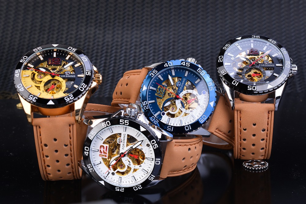 Men's Automatic Mechanical Watch With Hollow Dial Leather Strap_voghion.com
