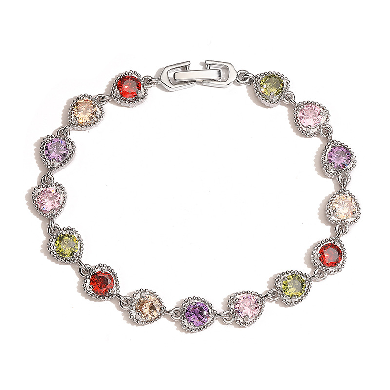 Daily Occasion Copper Material Wholesale Jewelry IG Style Shiny Heart Shape Copper Zircon Inlay Bracelets