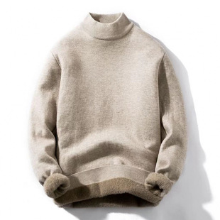 Half-turtleneck One-piece Cashmere Sweater Men's 2024 Winter Korean Knitted Sweater fleece-lined Thickened Jacket Base Sweater Cashmere Sweater