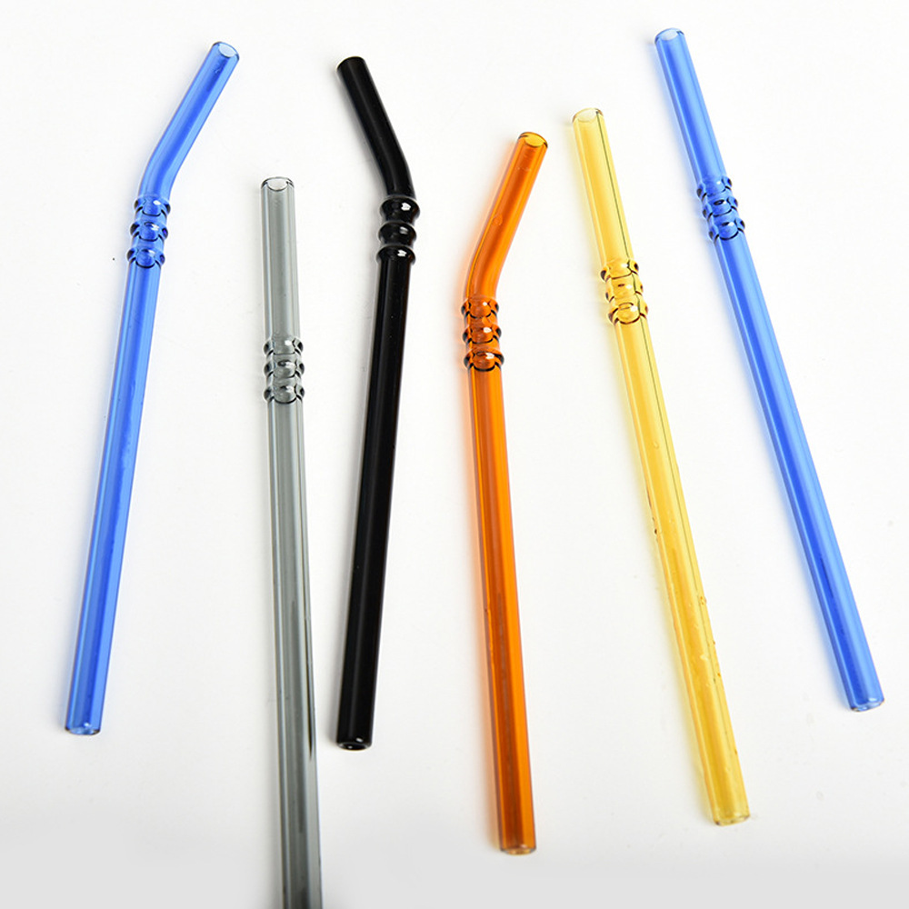 Paja de vidrio de bambú resistente al calor paja de vidrio de borosilicato color mujeres embarazadas y niños jugo bebida ventas directas de la fábrica