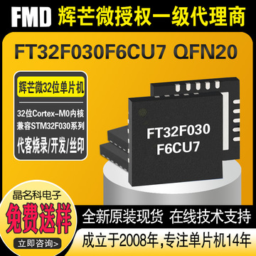 M32fd FMD辉芒微FT32F030F6CU7封装QFN20国产单片机32位微控制器MCU芯片-阿里巴巴