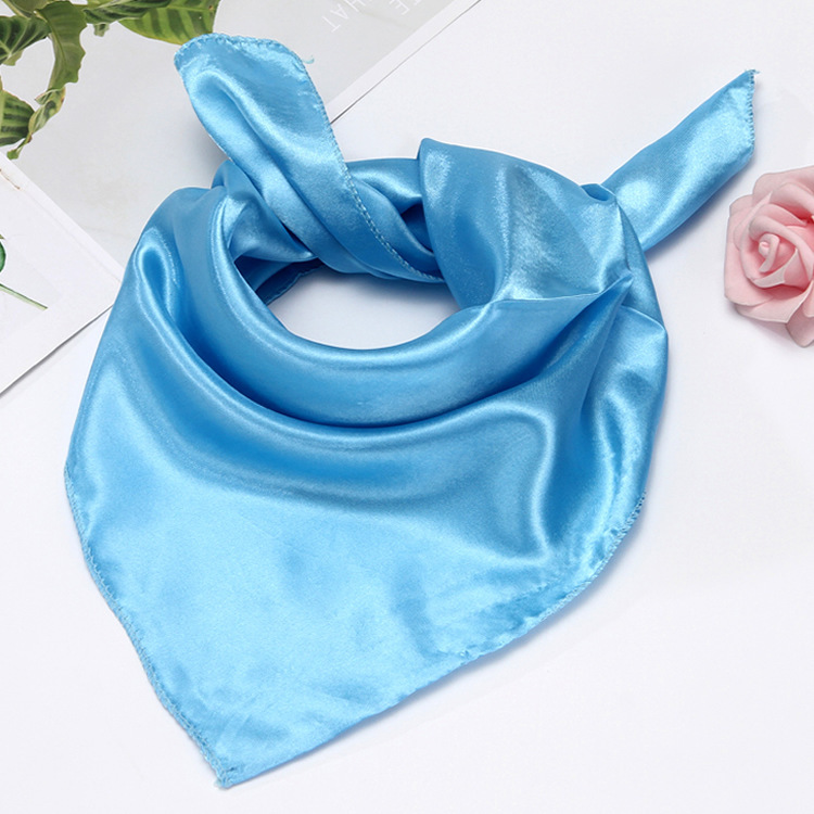 New monochrome plain solid color professional square performance men and women small silk scarf stewardess bank 50 satin small square