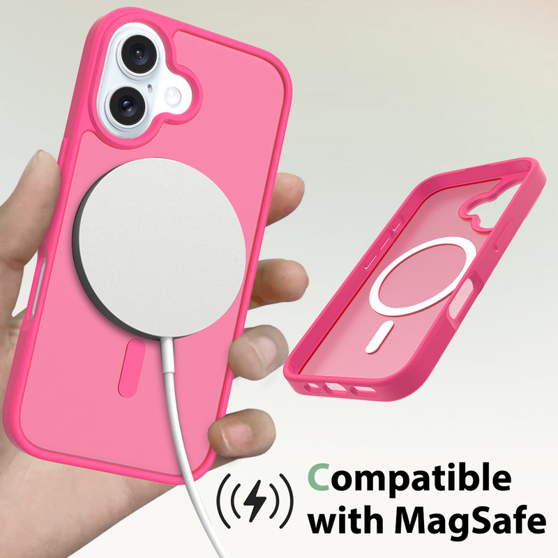 国境を越えた適用 iPhone17 携帯電話ケース 半透明つや消し肌感触ケース 16E Apple 2.0 厚い磁気保護カバー|undefined