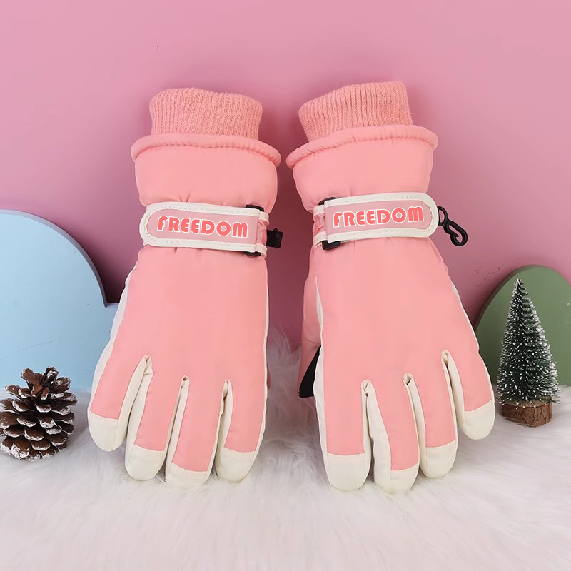Niños de 3 - 12 años de edad en invierno, guantes de pantalla táctil a prueba de frío a prueba de agua a prueba de viento, antideslizante y caliente para esquiar y jugar con seda