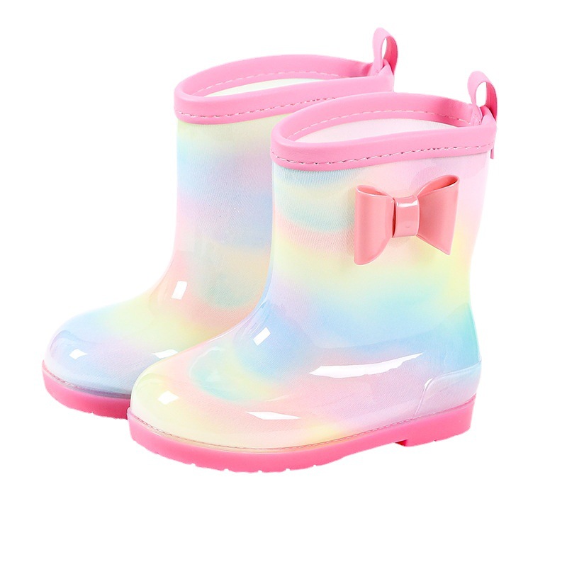 Rainbow rain boots spot small flower cloth children's water boots overshoes rubber shoes cartoon boys and girls Children Baby rain boots water shoes