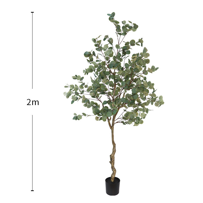 模擬緑の植物ユーカリ鉢植え家庭用床置き装飾品人工植物マネーリーフ盆栽装飾造花|undefined