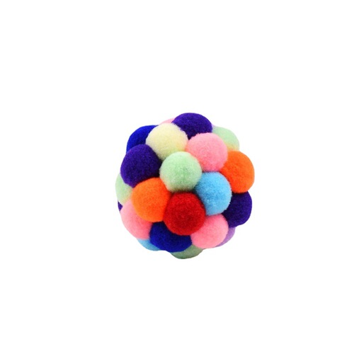 Factory direct sales of colorful plush bell ball cat toys, fun and scratch-resistant plush ball self-pleasure ball cat toys
