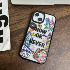 自由旅行携帯電話ケース iPhone14対応 Apple16 アクリルハードケース 15ProMax ファッション 13 耐衝撃