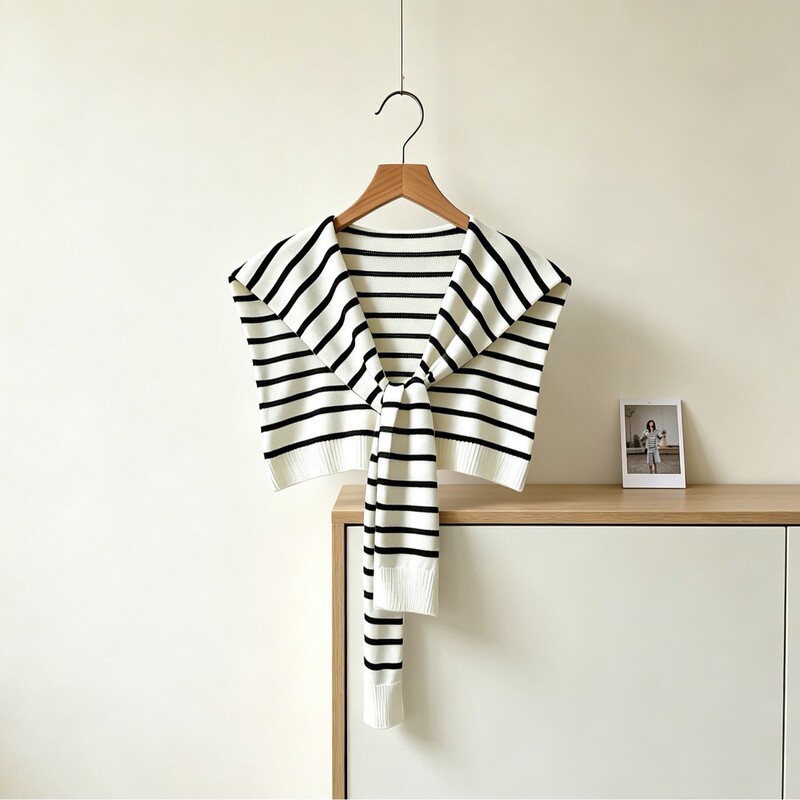 Women's Shawl with 6 New Styles, Solid Color Korean-Style Versatile Knit Cardigan, Layered with Shirt, Fake Collar, Striped Shawl Women's Shawl with 6 New Styles, Solid Color Korean-Style Versatile Knit Cardigan, Layered with Shirt, Fake Collar, Striped Shawl