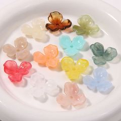 新しい中国風の染色アクリル 23x23mm 三枚花 DIY 古代スタイルのヘアピンイヤリングジュエリーアクセサリー卸売環境に優しい