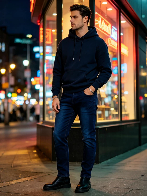 Jeans Ajustados para Hombre de Algodón, Elástico, Lavado, para Uso Casual