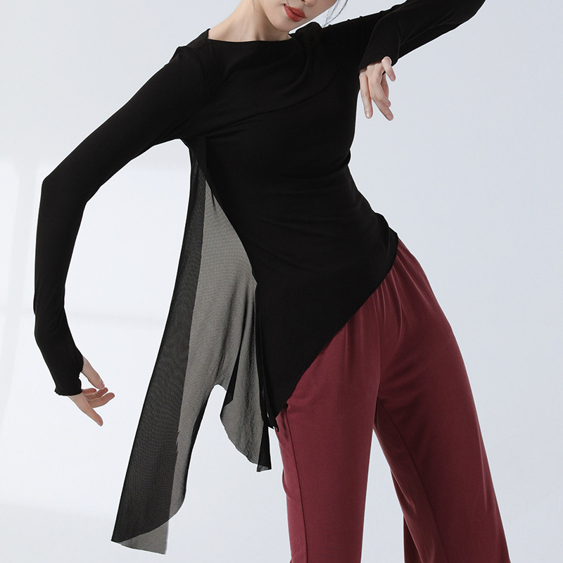 Dancing Practice Clothes Adult Women's Top Classical Dance Vagrant Finger Slim Fit Modern Dance Clothes Daily Yoga Training Clothes