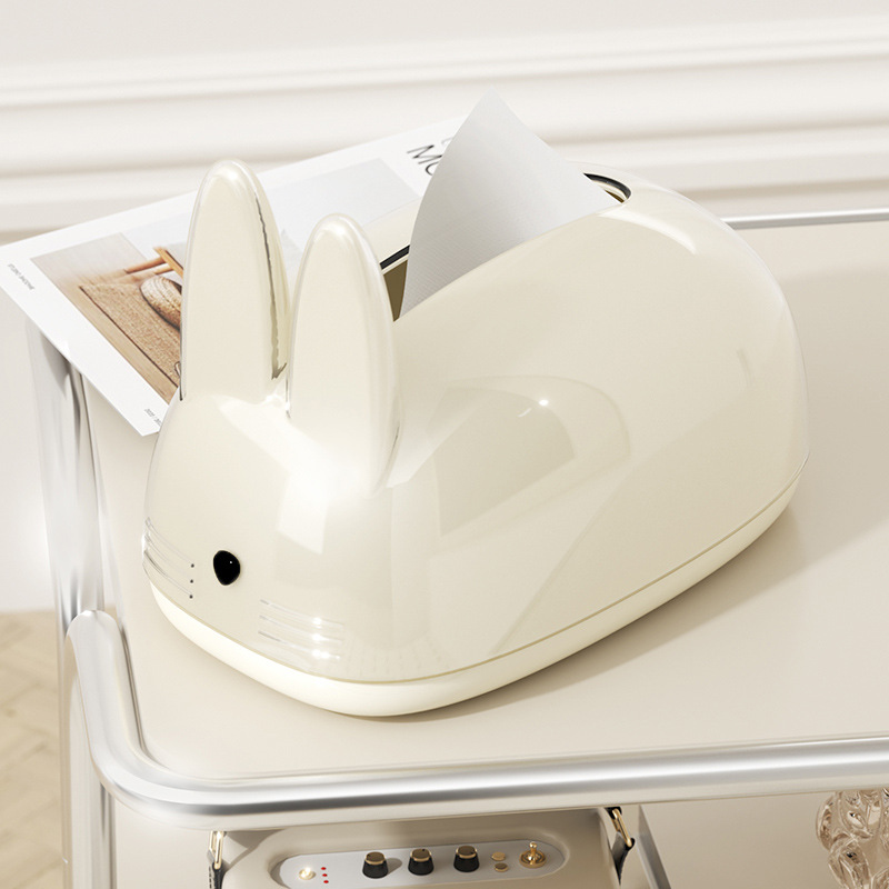 Caja de toallas de conejo interesante caja de extracción de papel de color sólido personalidad encantadora sala de estar casera mesa de té dormitorio moderno y simple