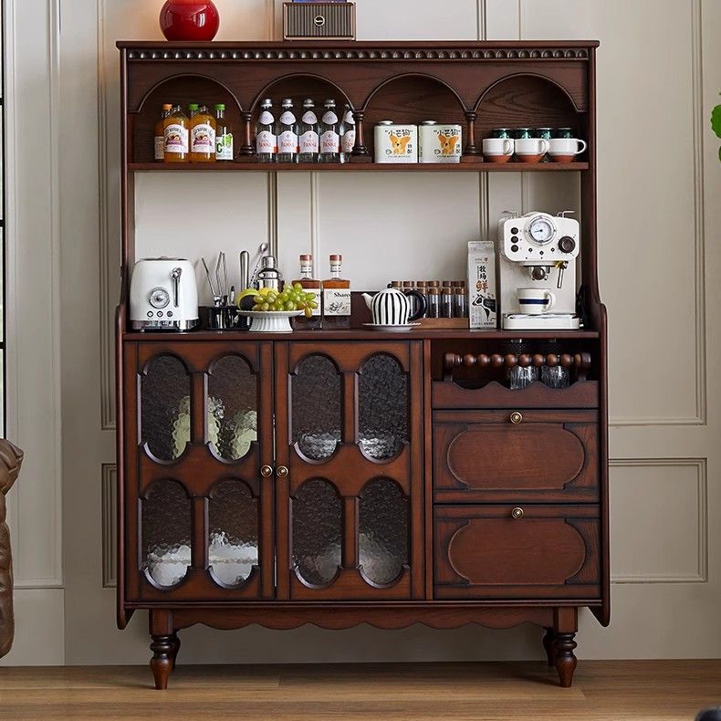 American Retro Solid Wood Sideboard Against the Wall Integrated Storage Locker Living Room Storage Cabinet French Coffee Tea Cabinet